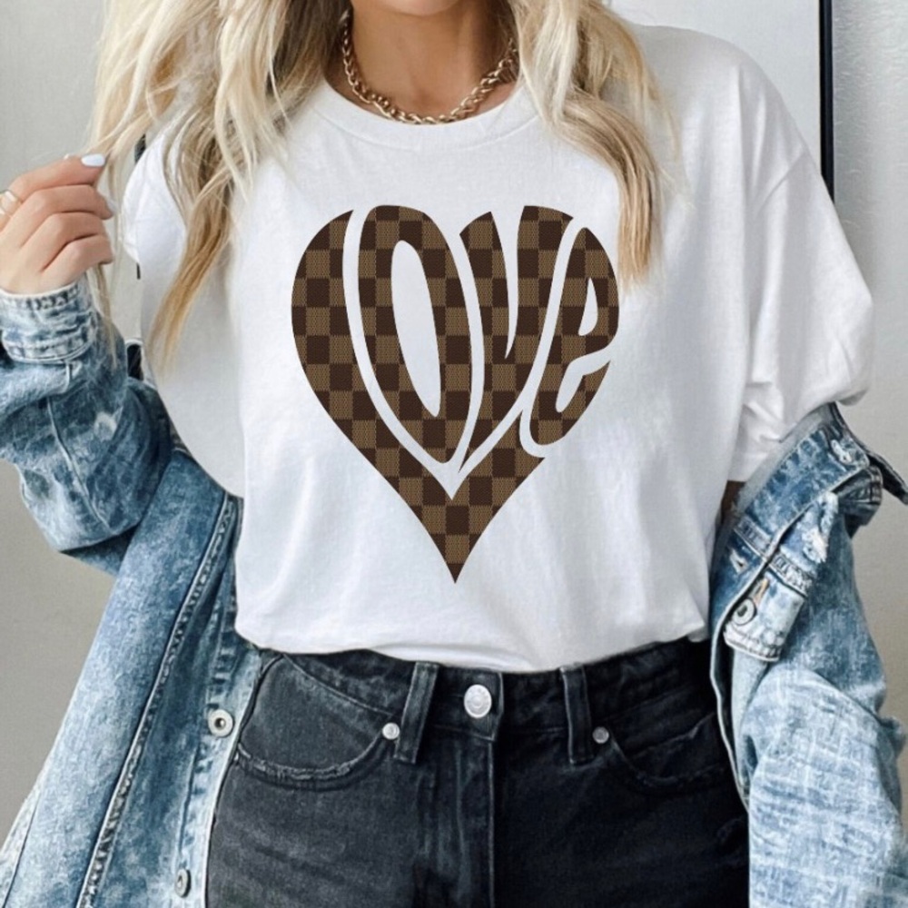 Designer inspired tee shirt with heart